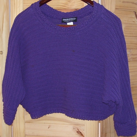 VTG David Brett PURPLE Knit Crop Top Sweater Sz M - Picture 2 of 8